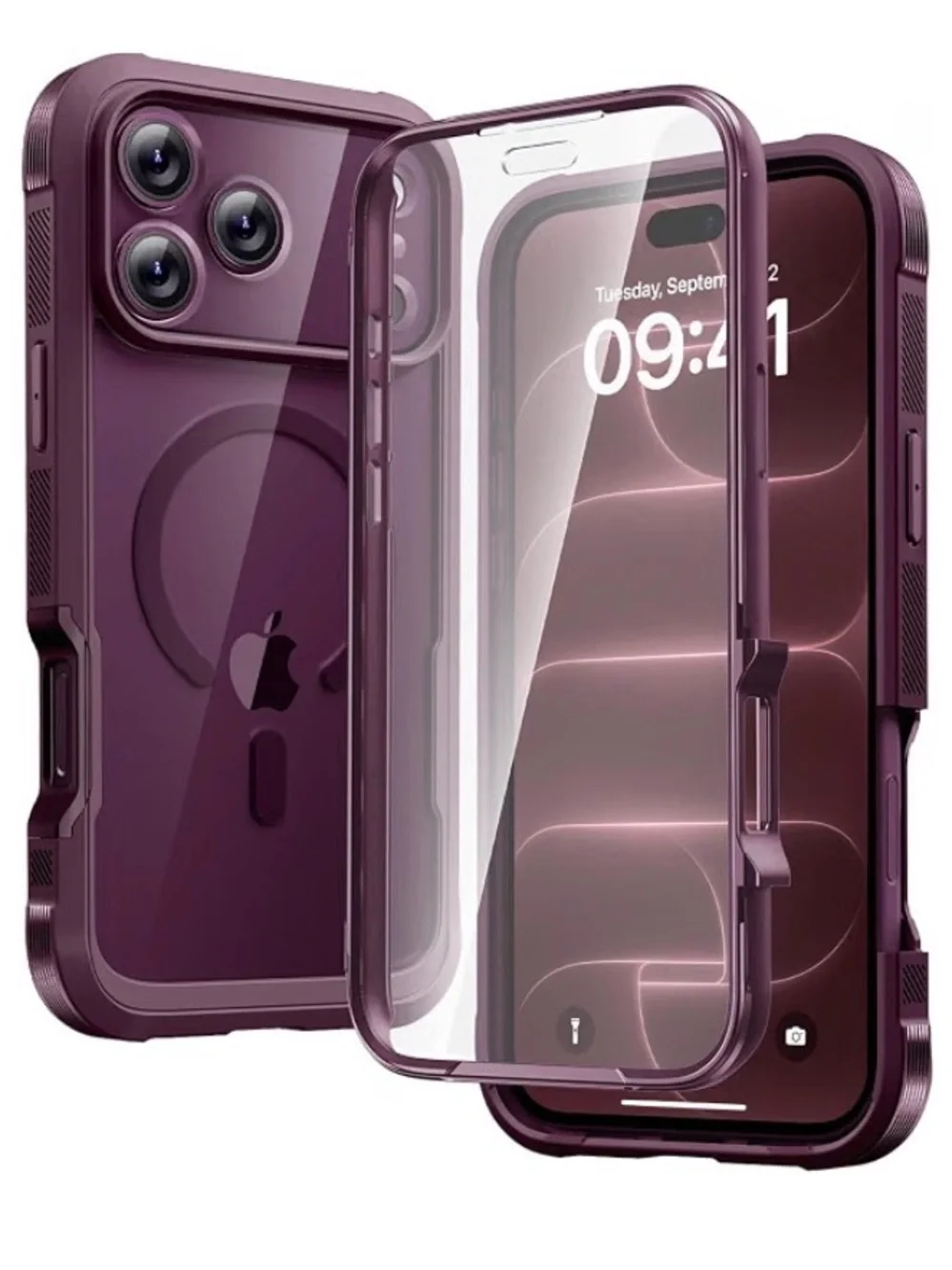 Magnetic for iPhone 18 Pro Case with Screen Protector, Burgundy